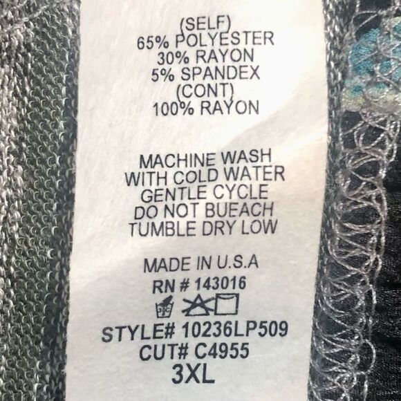 NEW Striped Knit Top with Floral Ruffle in Grey/Black/Pink/Green Women’s XXXL - Picture 7 of 7